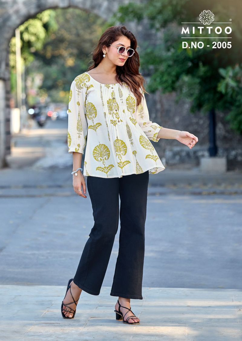 Buy Mittoo Crispy Rayon Printed Top Wholesale 2026