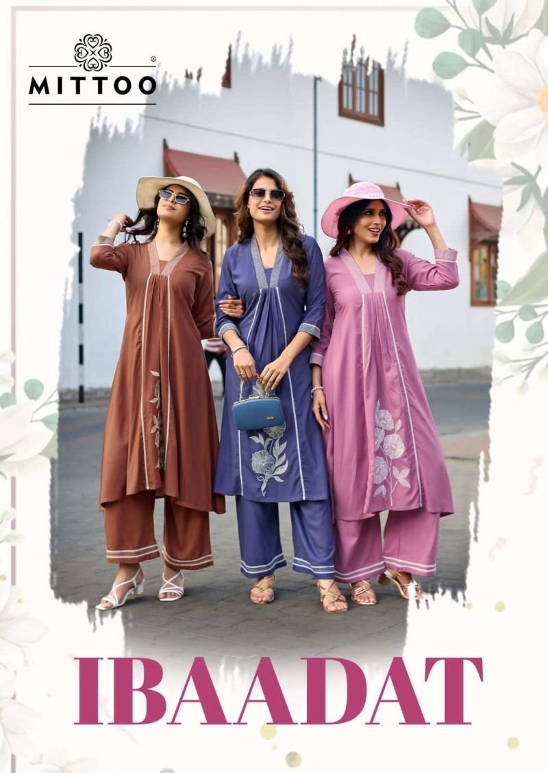 Mittoo Ibaadat Rayon Thread Work Kurti With Bottom Collection Wholesale