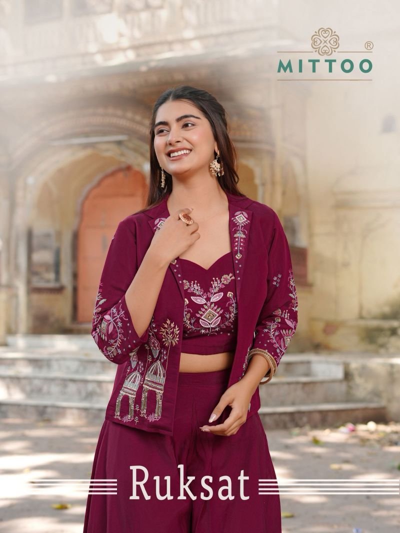 Mittoo Ruksat Mul Chanderi Thread Work Indo Western Collection Wholesale