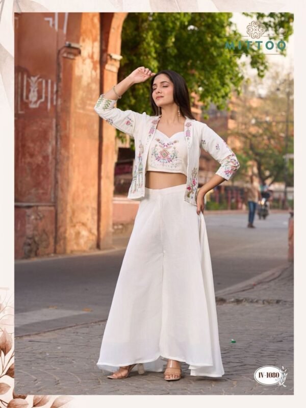 Latest Mittoo Ruksat Mul Chanderi Thread Work Indo Western Collection Wholesale 2026
