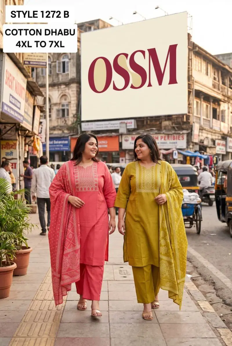 Ossm Style 1272 Dhabu Cotton Printed Kurti With Bottom Dupatta Wholesale