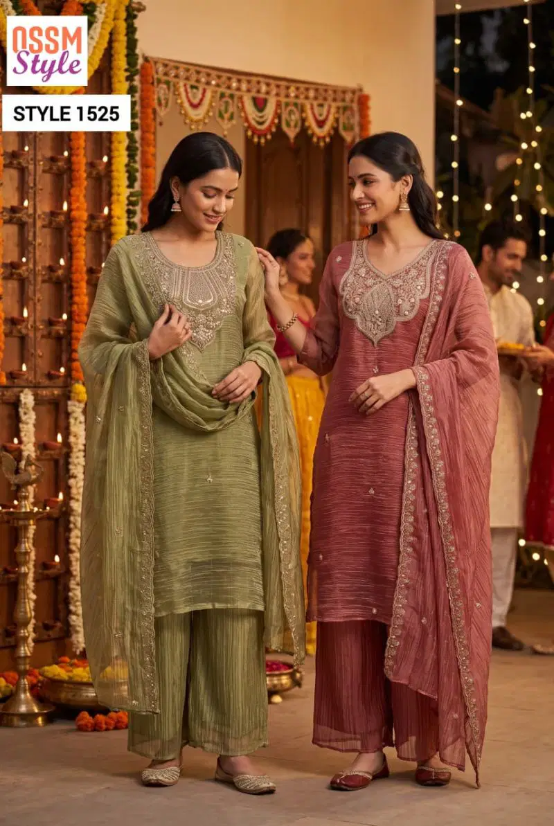 Ossm Style 1524 And 1525 Salsa Beads And Hand Work Kurti With Bottom Dupatta Wholesale