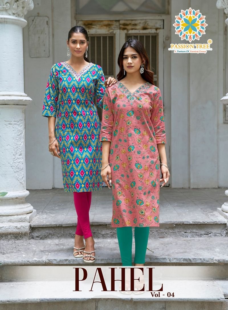 Pahel Vol 4 By Passion Tree Cotton Printed Kurti Collection Wholesale