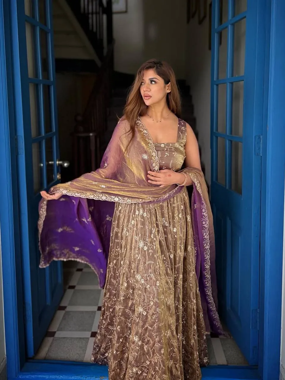 Sabina 896 Fendy Silk Embroidery Sequence Work Party Wear Gown