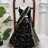 Deepika 402 Georgette Thread Work Black Ready To Wear Saree
