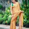 Launching SS1010 5603 Satin Crep Ajarakh Printed Mirror Work Saree Collection 2026