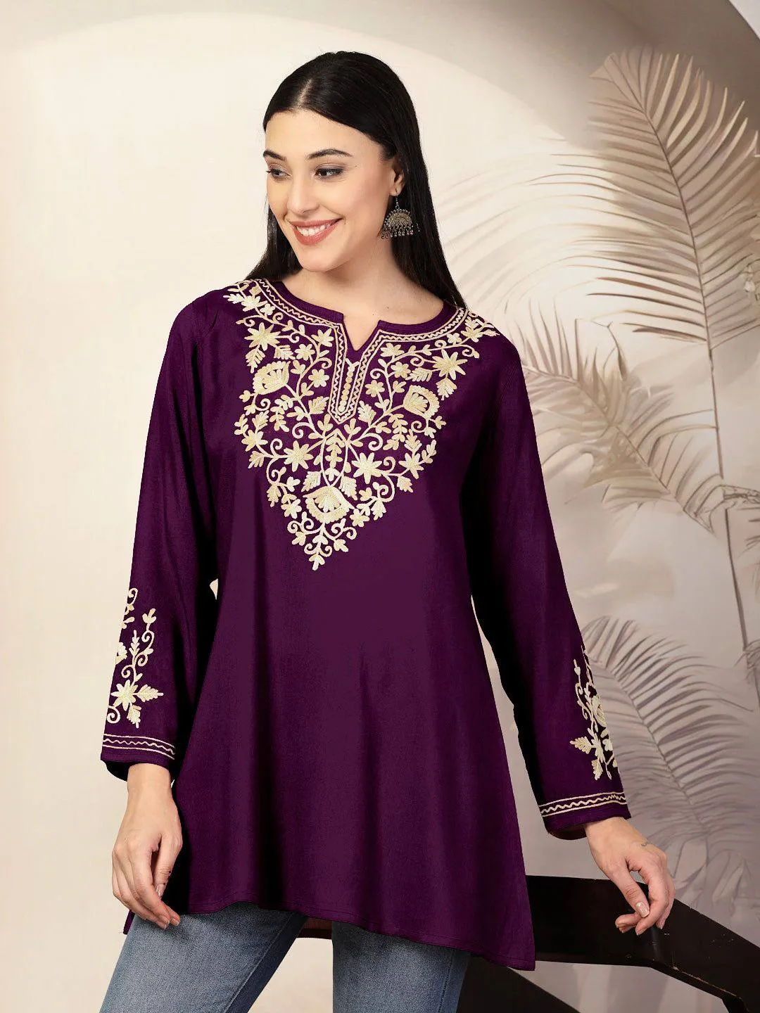 SS2016 Adaa Rayon Embroidery Work Trending Office Wear Short Kurti