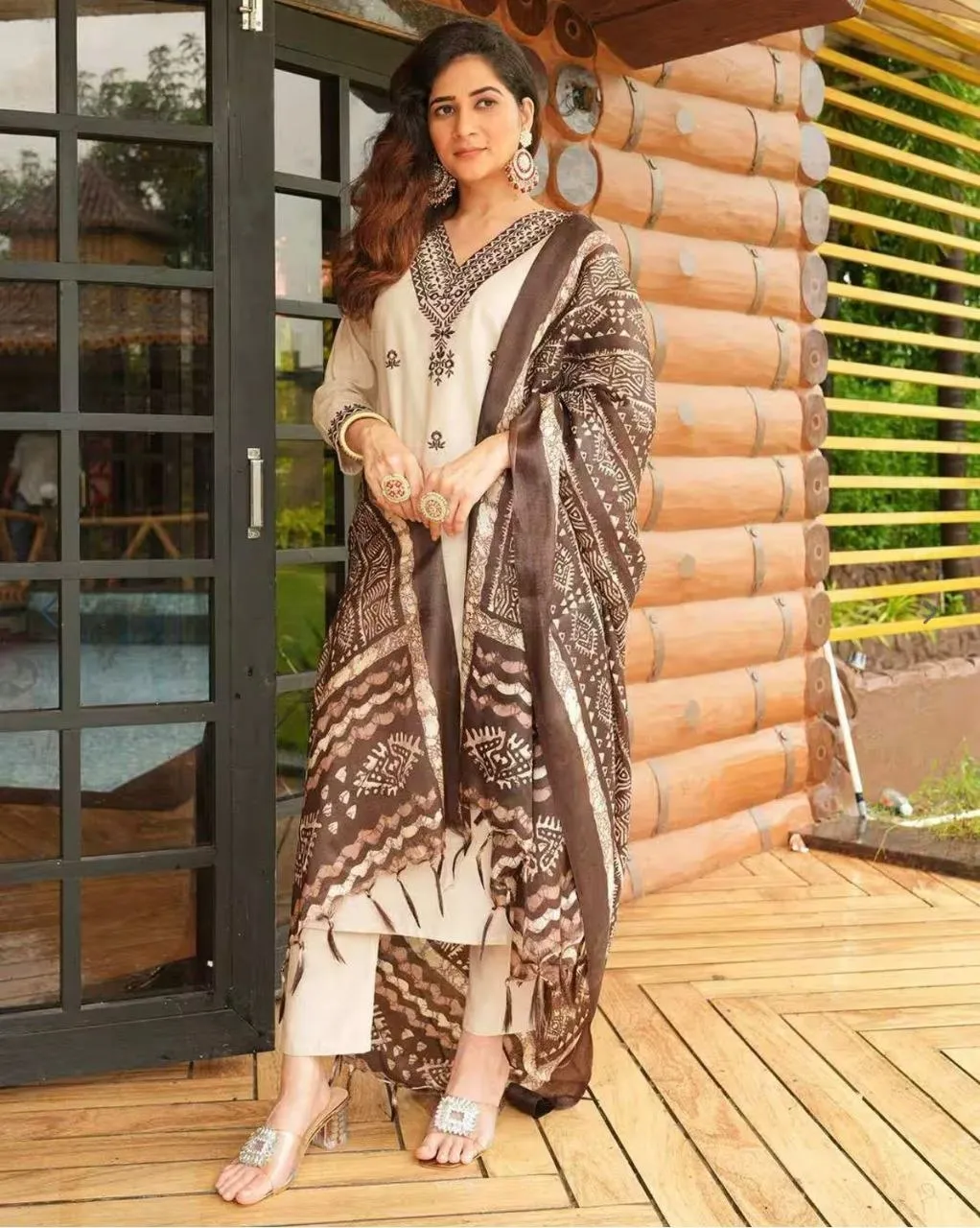 ATQ Lilan Weaving Embroidery Work Office Wear Readymade Dress