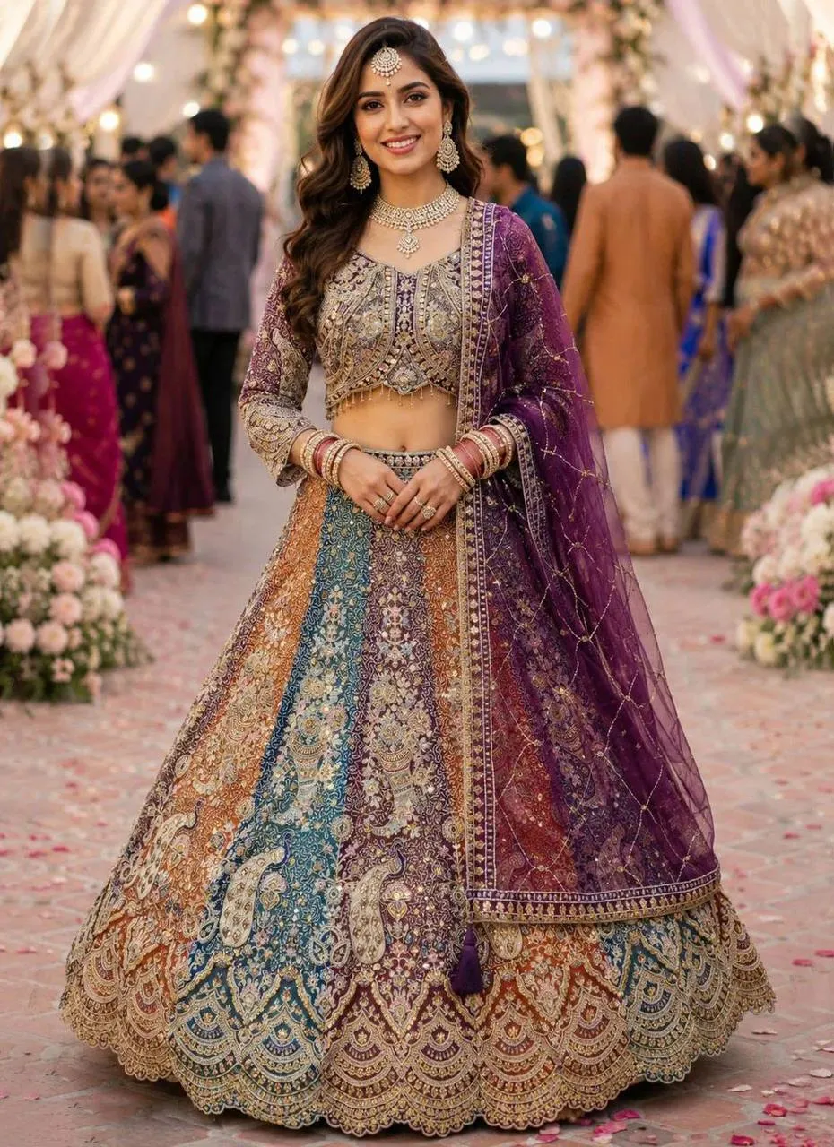 SBD 1856 Net Sequence Work Wedding Wear Lehenga Choli Exporters Online