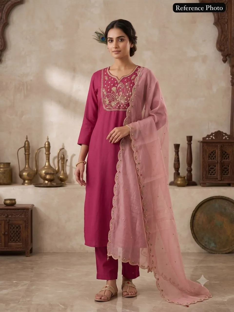 KR 420 Roman Silk Thread Embroidery Work Designer Readymade Dress
