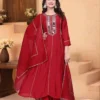 AEA Mul Chanderi Mirror Work Festival Gown Pant Dupatta Set