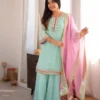 Buy STD 6061 Organza Silk Thread Embroidery Work Sharara Suit With Dupatta 2026