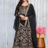 STD 6124 Blooming Thread Embroidery Work Festival Anarkali Gown Pant Dupatta