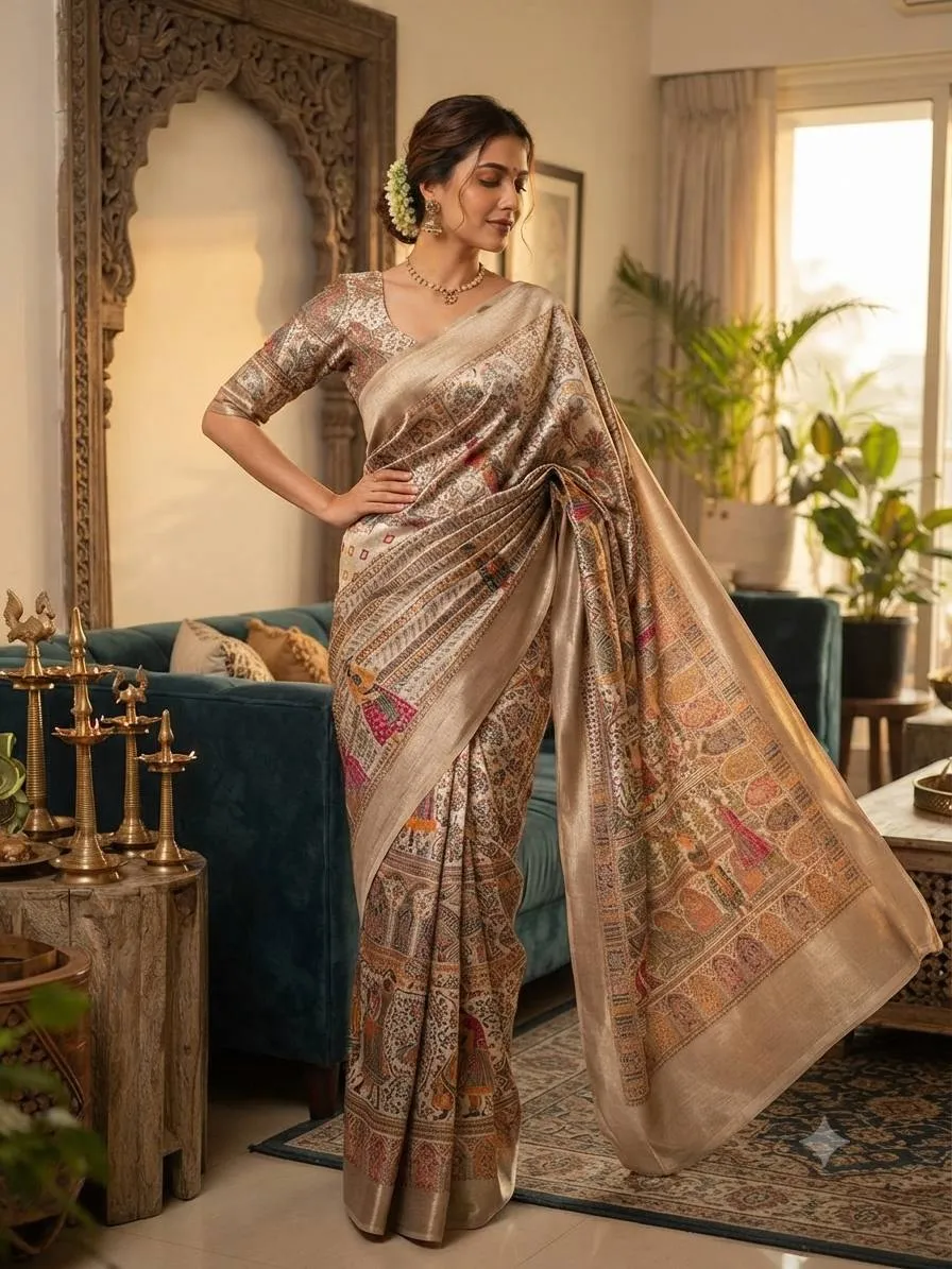 Beautiful Laxmi 1123 Pashmina Silk Kashmiri Thread Work Designer Saree 2026