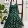 Deepika 1628 Mal Chanderi Thread Sequence Work Gown Pant With Dupatta Set