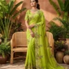 Kiara Bijali Paper Silk Yellow Green Party Wear Saree Exporters in India