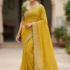 Kusum Star Georgette Silk Thread Embroidery Work Saree Market in India