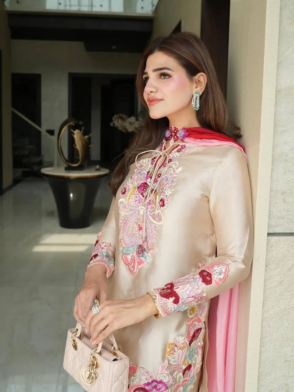 Beautiful Sabina 1714 Natural Satin Embroidery Work Party Wear Kurti Pant Dupatta 2026