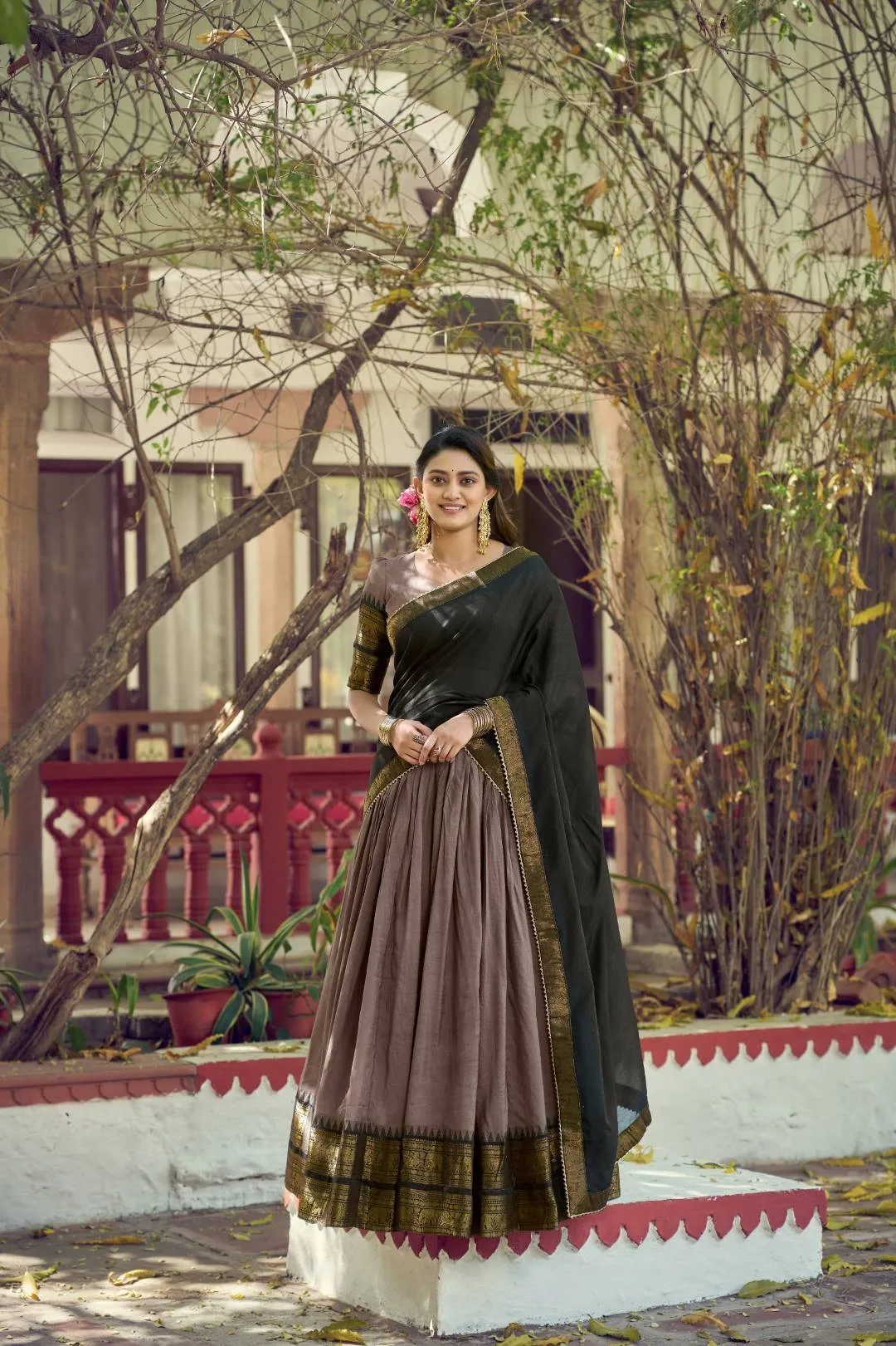 WMN 1911 Cotton Zari Work Trending South Style Lehenga Saree