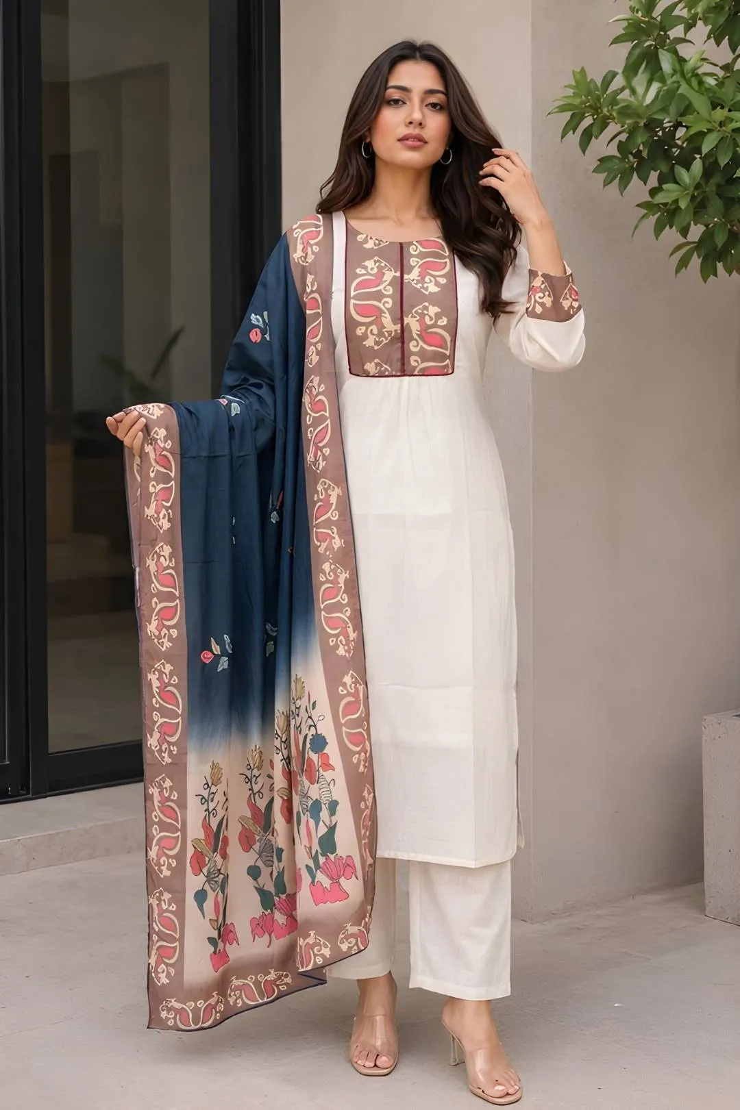 Shiv 6003 Roman Silk Printed Daily Wear Kurti Pant Dupatta Set