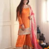 Deepika 1629 Chinon Thread Embroidery Work Kurti Palazzo Dupatta