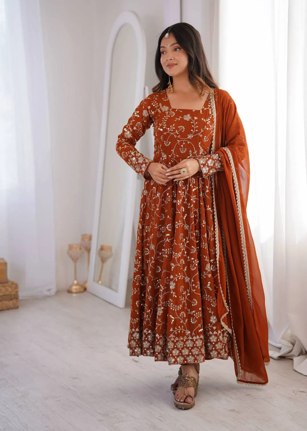 Sabina 5024 Georgette Embroidery Sequence Anarkali Gown For Women