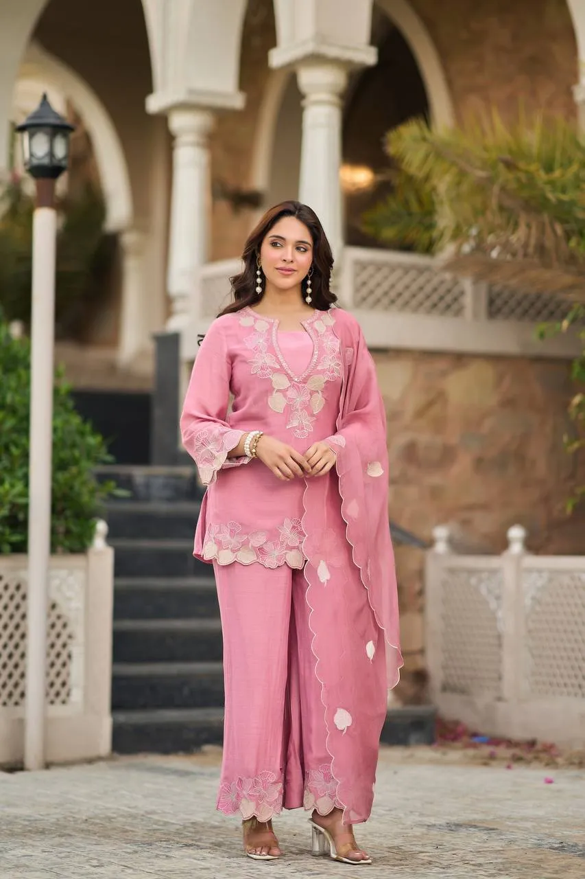 Sabina 897 Satin Sequence Embroidery Kurti Pant Dupatta