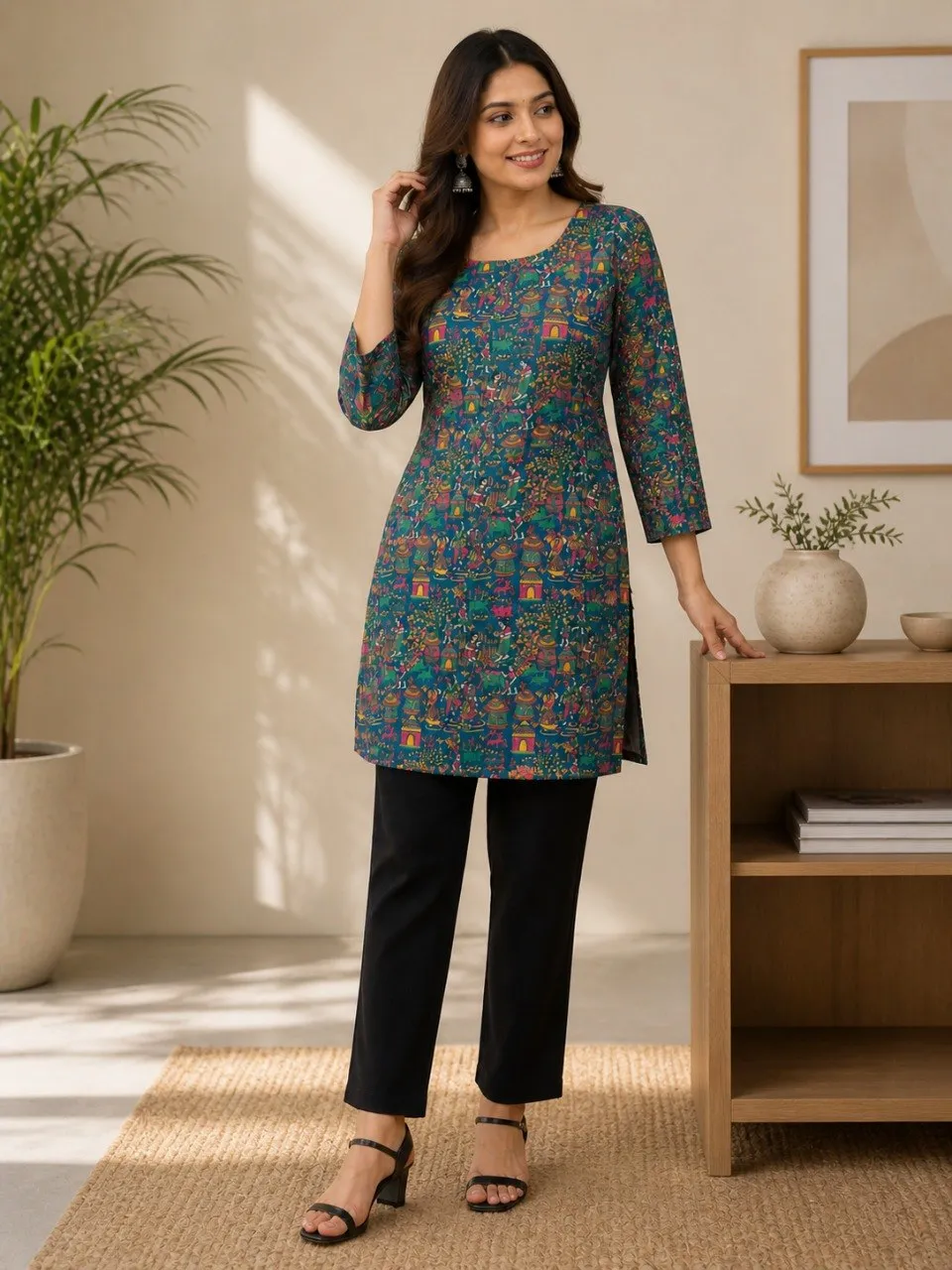 Aawiya RJ 46 Rayon Printed Daily Wear Short Kurti