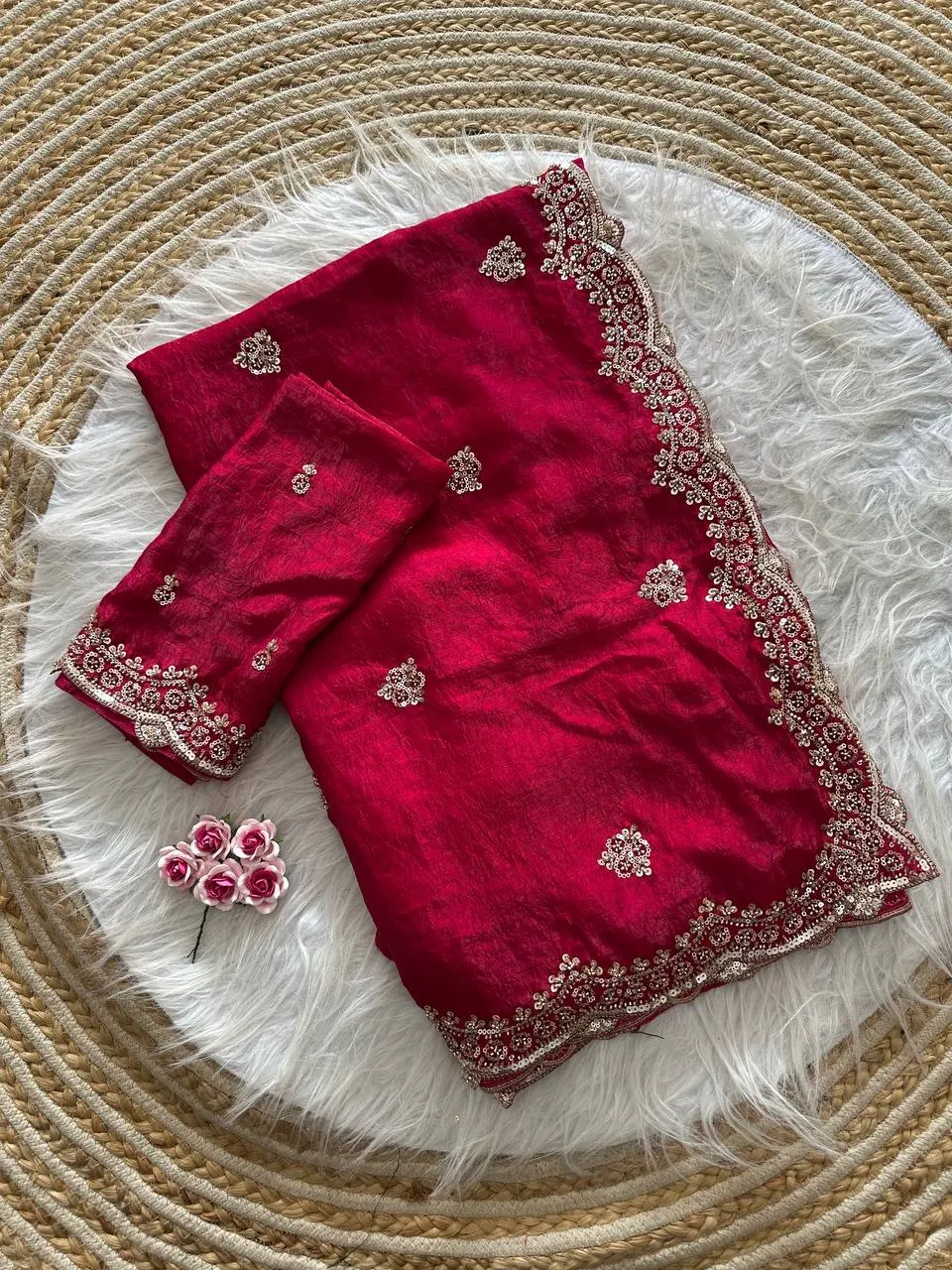 MHV RajGharana Fandy Silk Embroidery Wedding Saree Exporters Online