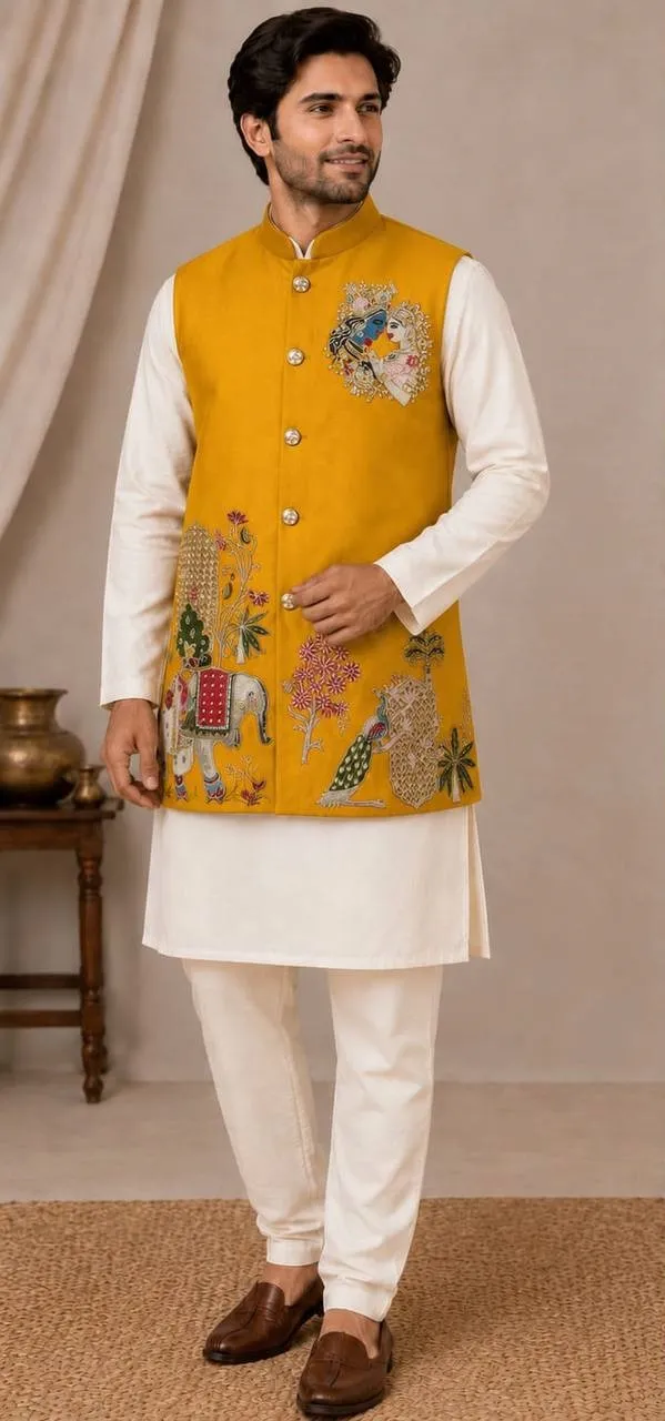 Shyam Radha Satin Concept Hand Work Designer Koti