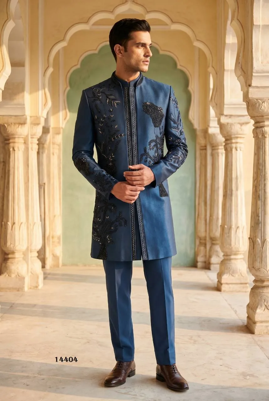 Shyam Heavy Armani Sequence Beads Work Wedding Coat Pant Set