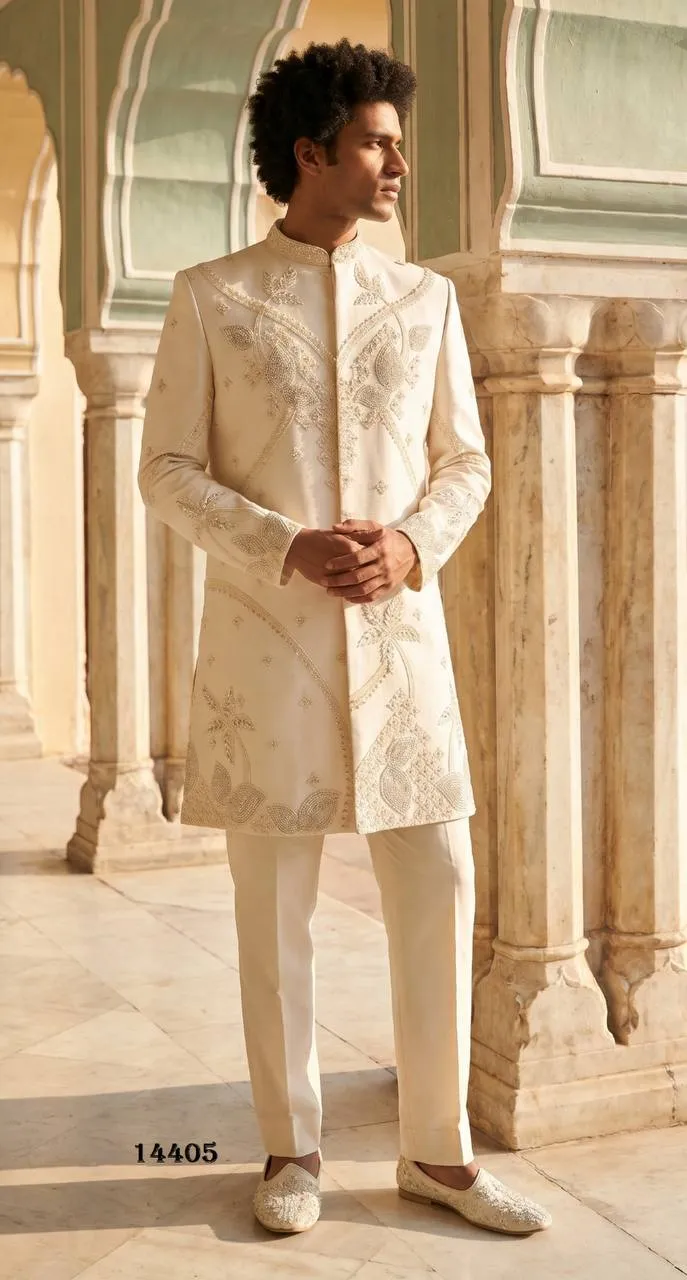 Shyam Armani Embroidery Work Trending Wedding Wear Mens Collection
