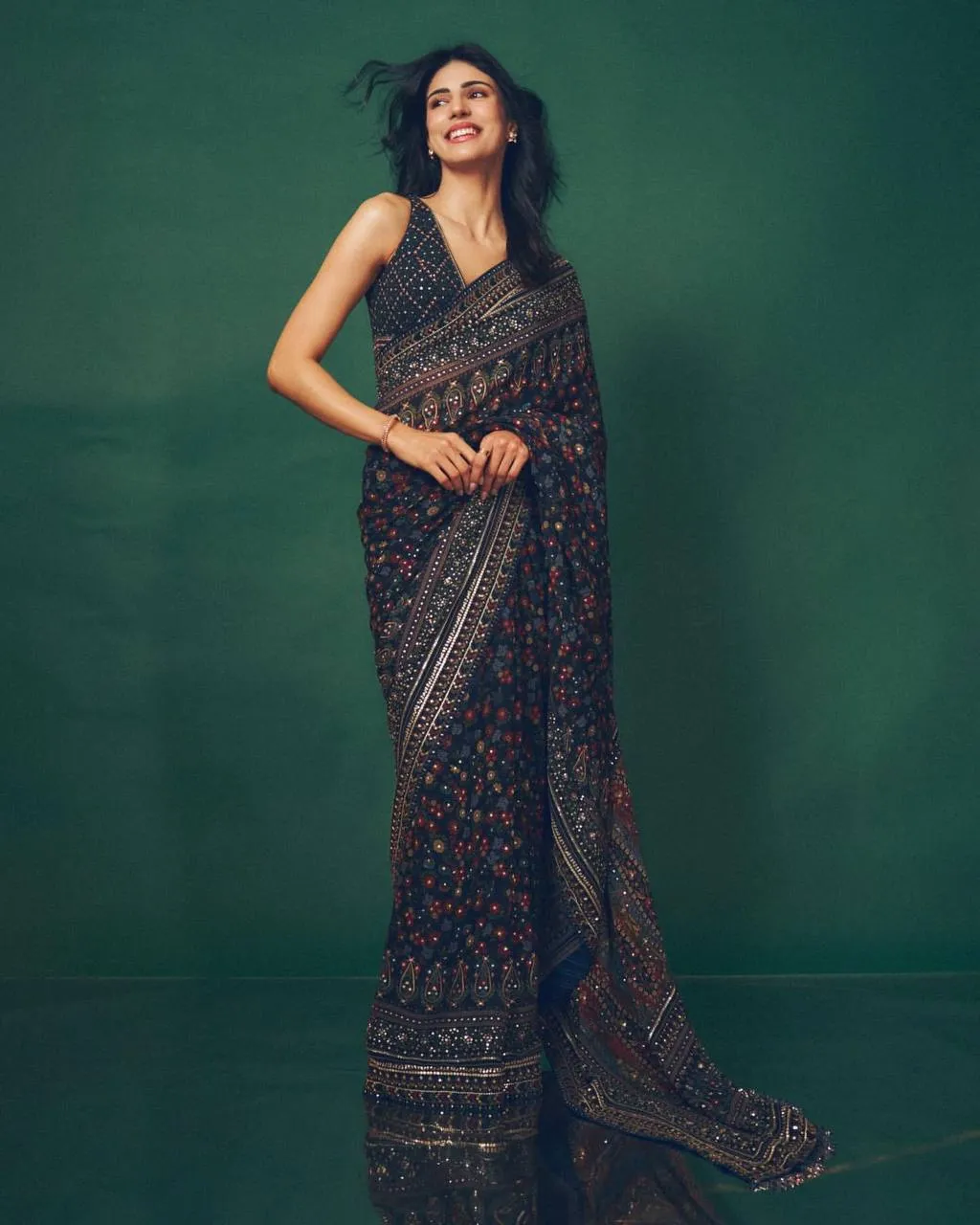 SS1010 5572 Georgette Printed Diamond Work Party Wear Bollywood Saree
