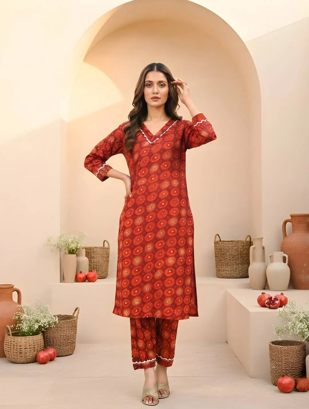 Shiv 732 Delta Silk Printed Daily & Office Wear Kurti Pant Set