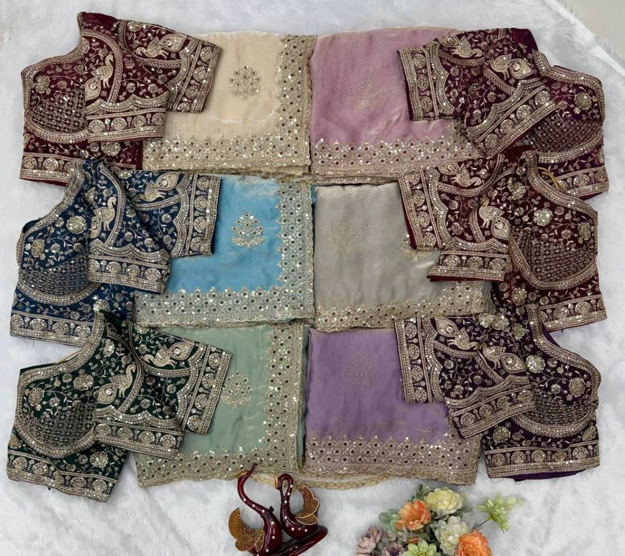SS1010 5584 Fandy Satin Embroidery Wedding & Party Wear Saree