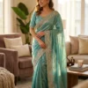 SS1010 5595 Vichitra Sequence Embroidery Work Festival Saree