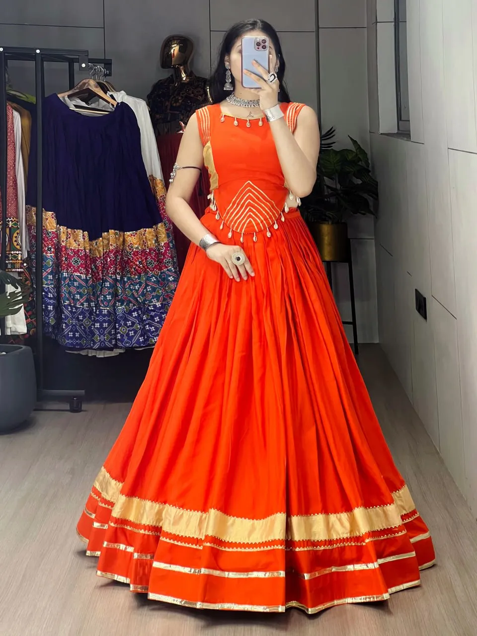 WMT 8060 Ambaa Rayon Cotton Gota Patti Work Navratri Garba Collection
