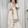 C585 1484 Georgette Zari Embroidery Work Gharara Suit With Dupatta
