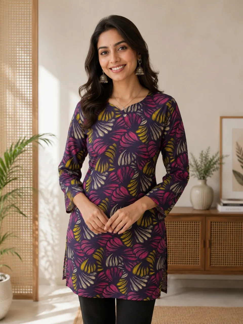 Aawiya RJ 47 Rayon Printed Work Short Kurti Collection