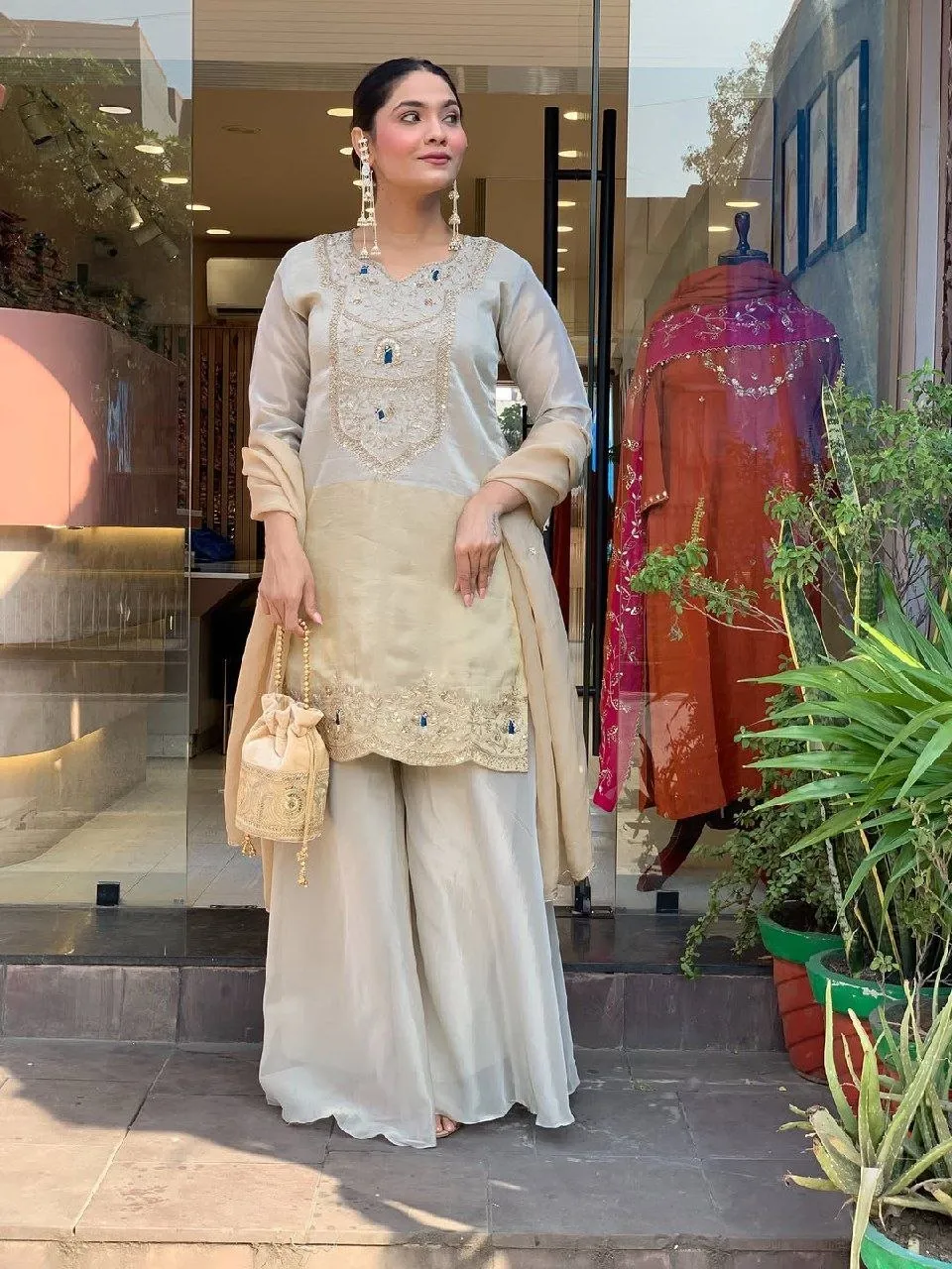 RRD Cosmos Embroidery Work Party Wear Sharara Suit