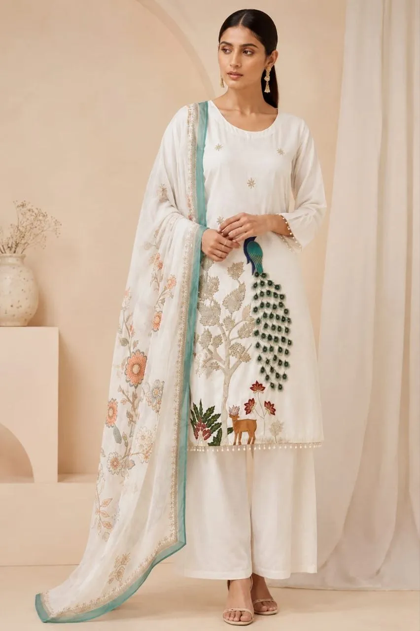 RRD Chinon Embroidery Work Printed Trending Readymade Dress