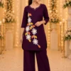 Latest RRD Cotton Embroidery Hand Work Office Wear Kurti Pant 2026