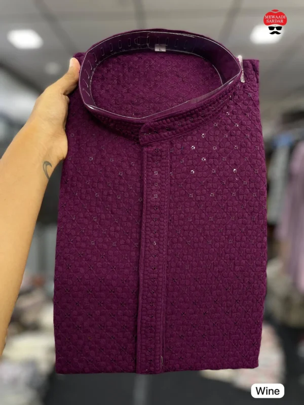 Stylish Lekha LI Manyavar Chikankari Rayon Schiffli Work Festival Kurta For Mens 2026