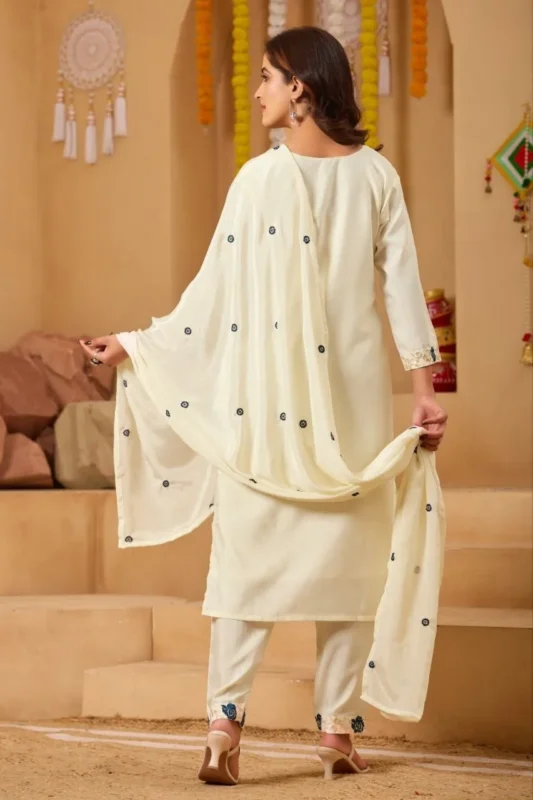 Stylish RRD Rayon Embroidery Work White Readymade Dress Online Sopping 2026