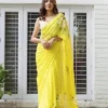 RRD Linen Printed Yellow Daily Wear Saree Market in Surat