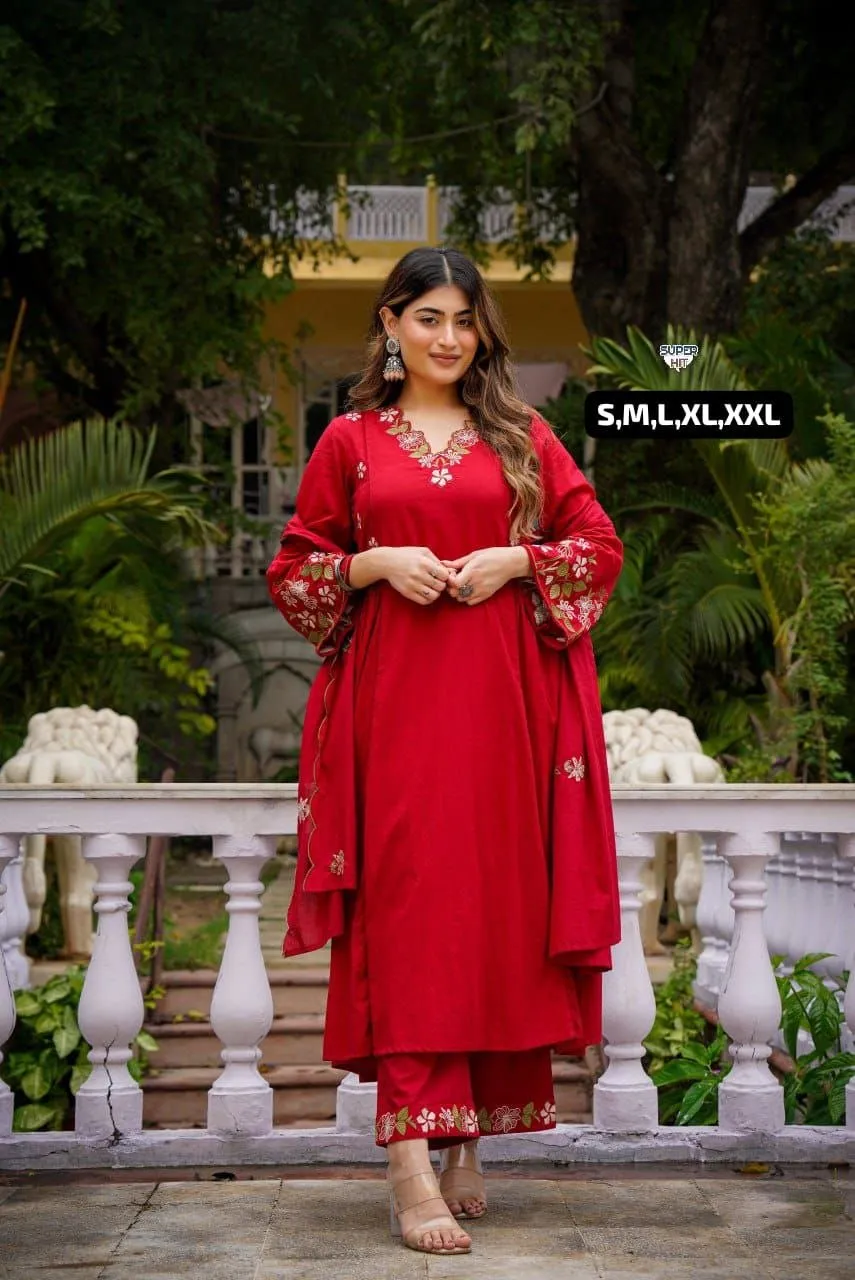 Laxmy Chanderi Silk Embroidery Work Festival Readymade Dress