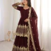 Sabina Georgette Embroidery Sequence Work Party Wear Top Skirt With Dupatta