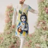 Kiara Cotton Crochet Sequence Work Krishna Janmashtami Kurta Pajama For Mens