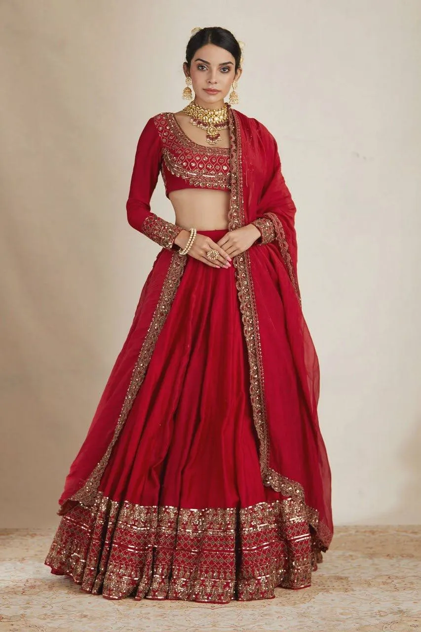 Deepika 404 Vichitra Silk Thread Sequence Work Festival Lehenga Choli