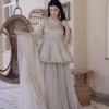 Deepika 6046 Tabby Silk Foil Work Party Wear Sharara Top With Dupatta